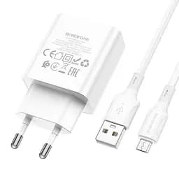 Адаптер мережевий Borofone Micro USB Cable Aspirer BA74A та кабель комплект білий - мініатюра 7