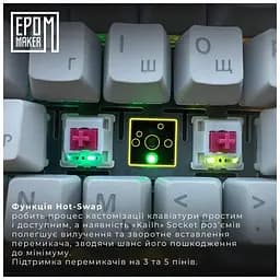 Клавіатура Epomaker Shadow-X 70 Mulan Switch Hot-Swap LCD Screen RGB Wireless/Bluetooth/USB UA White (SHX-W-M) - мініатюра 7