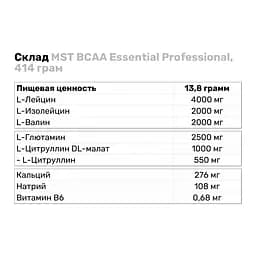 Амінокислота BCAA MST BCAA Essential Professional Манго 414 г - мініатюра 3