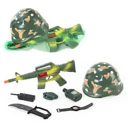 Детская каска 8011 военный набор, 7 предметов