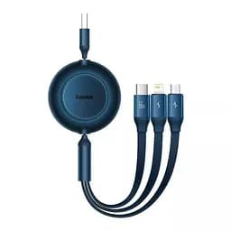 Кабель Baseus Bright Mirror 2 Series 3 в 1 (MicroUSB + Lightning + Type-C) 66 W 1.1 метра синій
