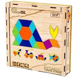Деревянная головоломка Танграм 144 элемента PuzzleOK 4.8х23.4х9.5 см det0016062