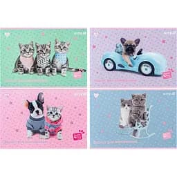Набір зошитів для малювання Kite Studio Pets 12 аркушів скоба софт тач + УФ лак 20 шт. (SP25-241)