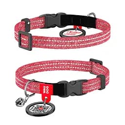 Нашийник для котів з відновленої бавовни Waudog Re-cotton з QR-паспортом світловідбиваючий пластиковий фастекс XS Ш 10 мм Дов