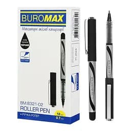 Ручка-ролер Buromax чорний 0.7 мм упаковка 12 шт. (BM.8321-02)