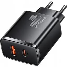 Компактное быстрое зарядное устройство для Baseus 20 W 2 порта (1Type-C + 1 USB) черный CCXJ-B01