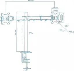 Настільне кріплення для моніторів Walfix DM-400B 14`-29` Black [85681] - мініатюра 2