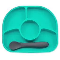 Силіконова тарілка на присосці з ложкою BBluv, бірюзовий (B0153-A)