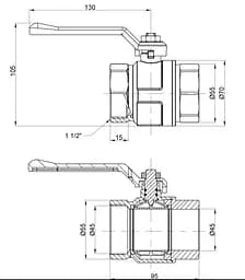 Кран кульовий Icma 1" 1/2 прямий №350 (87350AH11) - мініатюра 3