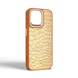 Кожаный чехол для Apple iPhone 15 Pro Max, Harder Crocosaur, бежевый, термополиуретан ТПУ + экокожа с текстурой крокодила, панель, защита корпуса, противоударный, микрофибра, рамка вокруг камеры, защита всего корпуса, (ARM76709) - мініатюра 2