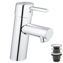 Смеситель для умывальника S-Size + нажимной донный клапан Grohe Concetto 23931001 Хром