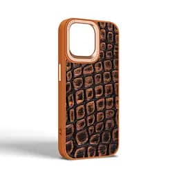 Кожаный чехол для Apple iPhone 14 Pro Max, Harder Kaiju Skin, оранжевый, термополиуретан ТПУ + экокожа с эффектом текстуры монстра, панель, защита корпуса, противоударный, микрофибра, рамка вокруг камеры, защита всего корпуса, (ARM76867) - мініатюра 2