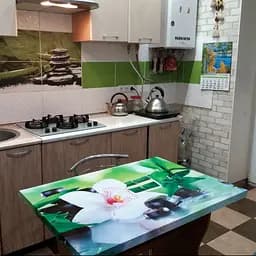 Вінілова наклейка на стіл Орхідея та Бамбук 02 ПВХ плівка чорне каміння 65х120 см Happy Pocket Z180322 - мініатюра 4