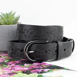 Ремень женский кожаный батальный SF-3533 черный (180 см)