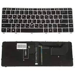 Клавіатура для ноутбука HP (EliteBook: 840 G3) rus, silver frame, підсвічування клавіш, з джойстиком (оригінал)