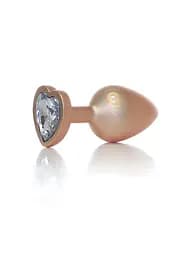 Анальная металлическая пробка Plug-Jewellery Pearl Gold Heart PLUG- Clear M Boss Series 64-00136 100344