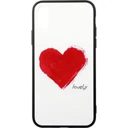 Чехол-накладка Toto Glass Fashionable Case Apple iPhone XS Red Heart on White