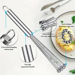 Вінчик кульковий з нержавіючої сталі 26 см, Kitchen Master Сріблястий 87353 - мініатюра 8