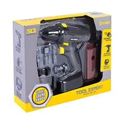 Детский набор инструментов Tool Expert с крутящейся дрелью и издающей звуки для маленького мастера Серый
