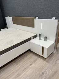 Ліжко (каркас) Perfect Home Арко / Arco 160 з м'яким ізголів'ям двоспальне Білий глянець/дуб грандсон (PFH-091045) - мініатюра 6