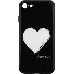 Чохол-накладка Toto Glass Fashionable Case Apple iPhone 7/8/SE 2020 White Heart on Black