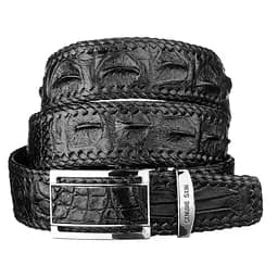 Ремінь-автомат CROCODILE LEATHER 18010 з натуральної шкіри крокодила чорний 120 см