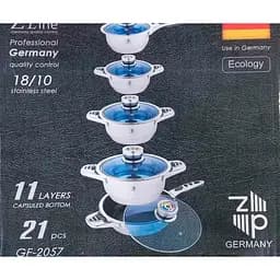 Набір каструль з нержавіючої сталі German Family GF-2057 з багатошаровим дном та скляними кришками + сковорода 21 предмет (24375-GF-2057_2337) - мініатюра 5