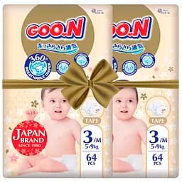 Подгузники на липучках Goo.N Premium Soft размер 3(M) 5-9 кг доу-пак 128 шт.
