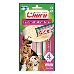 Ласощі для собак Inaba Churu Вершковий мус з куркою та лососем 56 г (4 шт. х 14 г)