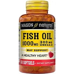 Жирные кислоты Mason Natural Fish Oil 1000 mg Omega-3 300 mg, 60 капсул