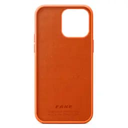 Кожаный чехол-панель для Apple iPhone 14 Pro Max, FAKE Leather Case, оранжевый, искусственная кожа, премиальный, противоударный, защита всего корпуса, с мягкой подкладкой, поддержка MagSafe и беспроводной зарядки, ArmorStandart (ARM64463) - мініатюра 2