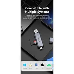 Зчитувач флеш-карт Vention USB 3.0 AM/USB-C to SD+TF Gray Dual Drive Letter Aluminum Alloy (CLLH0) - мініатюра 8