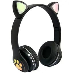 Детские наушники с ушками черные беспроводные наушники для детей Cat ear headphones VZV-23M