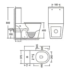 Унітаз-компакт Mixxus Bevel-0405-R 605x370x800 мм, Rimless MI6728, Білий - мініатюра 5