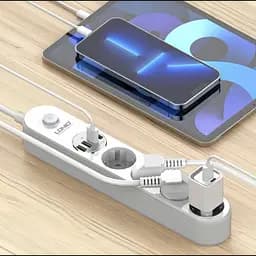 Мережевий фільтр подовжувач 4 євро розетки 4 USB 2м із захистом та заземленням LDNIO SE4432 2500W 10A USB 3.4A - мініатюра 7