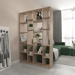 Книжная полка стеллаж Vays D-2 Дуб Сонома с 20 ячейками этажерка из ЛДСП для дома игрушек и декора 117x30x178 см