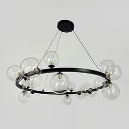 Кільцева чорна люстра з 18 прозорими плафонами Ø 95 см | Line F | Арт. BM62/18 BK+CL