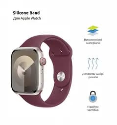 Силіконовий ремінець на смарт-годинник для Apple Watch 38,40,41,42 mm, Sport Band (3 Straps), plum, зі зручною застібкою, для годинника епл вотч, спортивний, ArmorStandart (ARM74258) - мініатюра 2