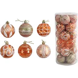 Набір новорічних прикрас 24 іграшки на ялинку з малюнками, помаранчевого кольору (160826)