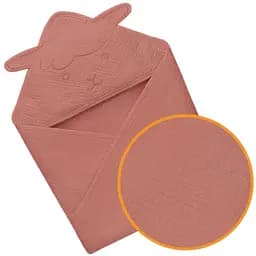 Рушник з капюшоном Lionelo Muslin Hooded Towel Red Coral 80х80 см - мініатюра 3