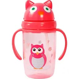 Поильник-непроливайка Курносики с ручками с силиконовой соломинкой 360 мл розовый (7224 рож)