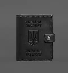 Кожаная обложка-портмоне на паспорт с гербом Украины 25.1 Черная