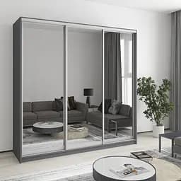 Шкаф-купе трехдверный MebelStar Стандарт AL 3 Зеркала 210x60x240 см Антрацит (MBS-1584)