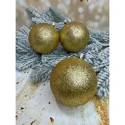 Набір ялинкових куль Блиск 80 мм 6 шт Золотий