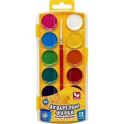 Фарби акварельні Школярик медові 12 кольорів 302023003-UA