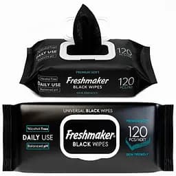 Вологі серветки універсальні Freshmaker Black 120 шт. Вологі серветки чорного кольору - мініатюра 2