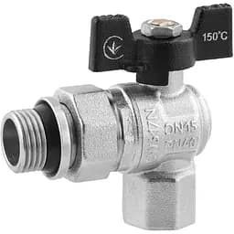 Кран-американка кульовий Kroner кутовий 1/2" ВЗ PN40 метелик, нікельований (CV033223)