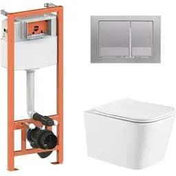 Набір Q-tap Nest 4 в 1 підвісний унітаз Crow Ultra Quiet 490x360x290 + комплект інсталяції QT05335171W45127