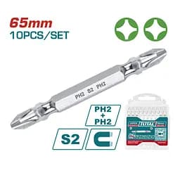 Викрутні насадки PH2+PH2 Total 65 мм 10 шт. (TAC16PH233)