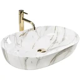 Умивальник Rea Cleo 61 shiny aiax накладний мармур REA-U9656, Мармур